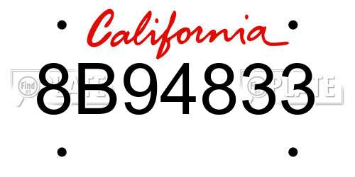 8B94833 California License Plate