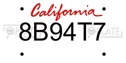 8B94T7 California License Plate