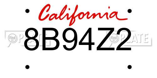 8B94Z2 California License Plate
