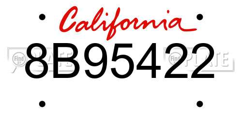 8B95422 California License Plate