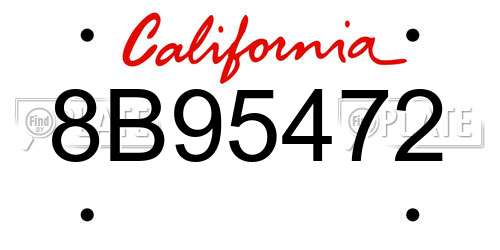 8B95472 California License Plate