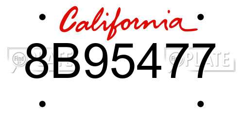 8B95477 California License Plate