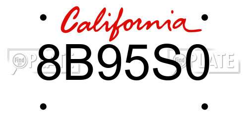 8B95S0 California License Plate