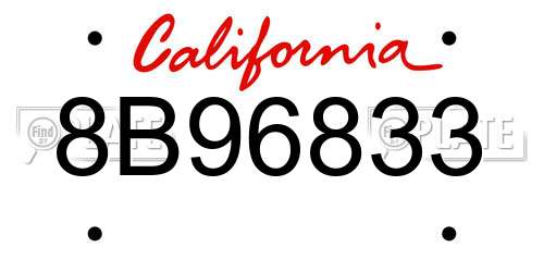 8B96833 California License Plate