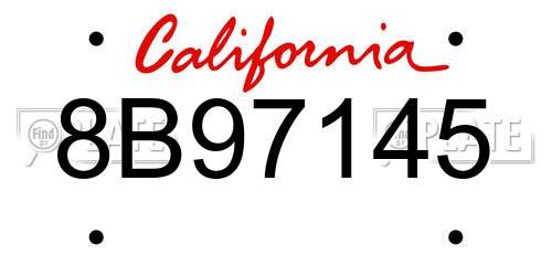 8B97145 California License Plate