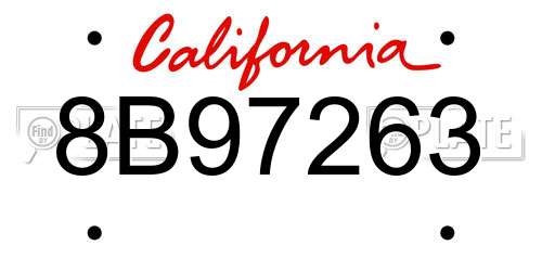 8B97263 California License Plate