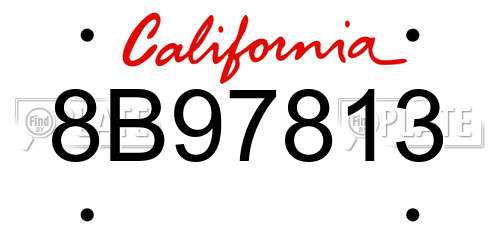 8B97813 California License Plate