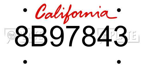 8B97843 California License Plate