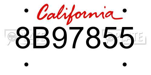 8B97855 California License Plate