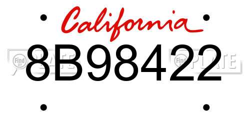 8B98422 California License Plate