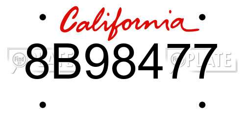 8B98477 California License Plate