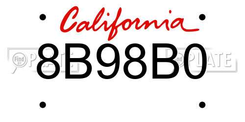 8B98B0 California License Plate