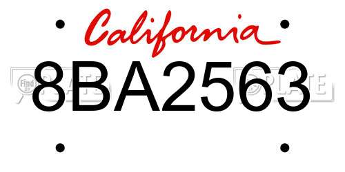 8BA2563 California License Plate