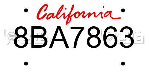 8BA7863 California License Plate