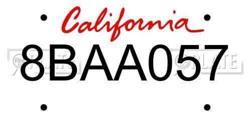 8BAA057 California License Plate
