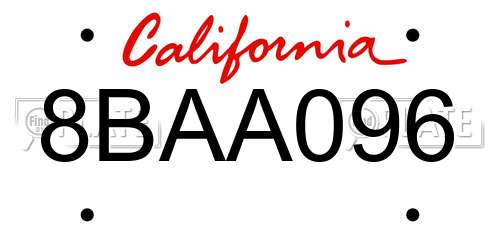 8BAA096 California License Plate