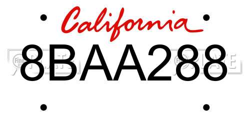 8BAA288 California License Plate