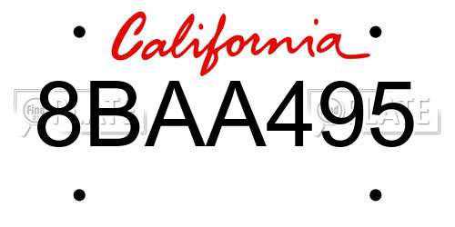 8BAA495 California License Plate