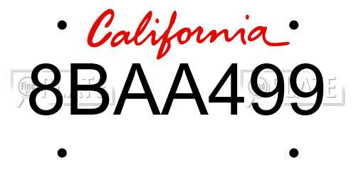 8BAA499 California License Plate