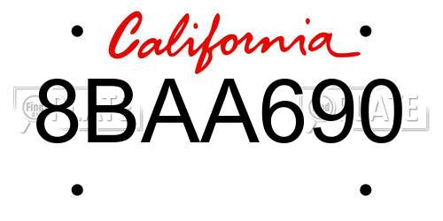 8BAA690 California License Plate