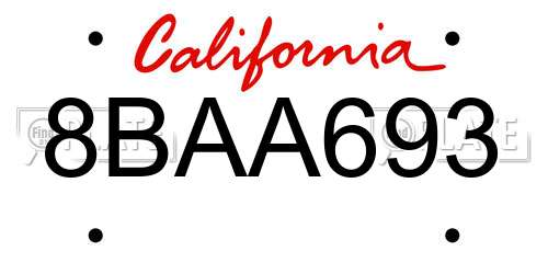 8BAA693 California License Plate