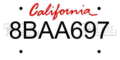8BAA697 California License Plate