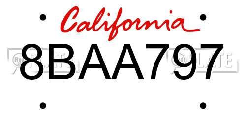 8BAA797 California License Plate