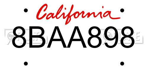 8BAA898 California License Plate
