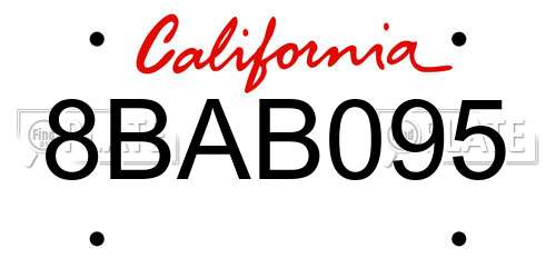 8BAB095 California License Plate