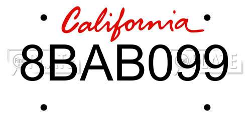 8BAB099 California License Plate