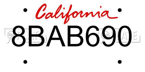 8BAB690 California License Plate