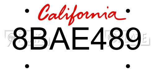 8BAE489 California License Plate