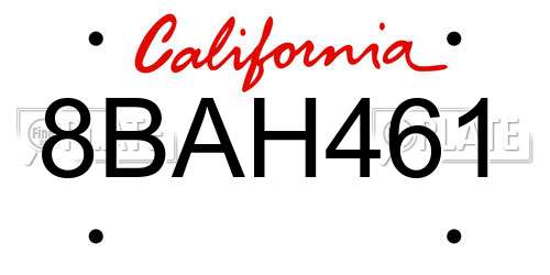 8BAH461 California License Plate