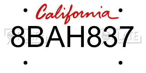 8BAH837 California License Plate