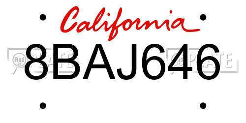 8BAJ646 California License Plate