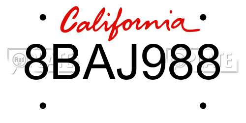 8BAJ988 California License Plate