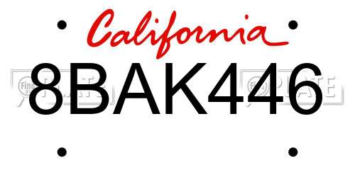8BAK446 California License Plate