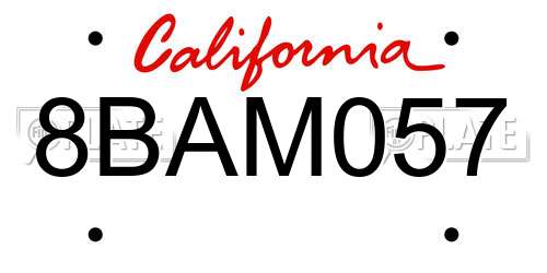 8BAM057 California License Plate