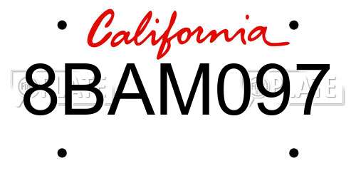 8BAM097 California License Plate