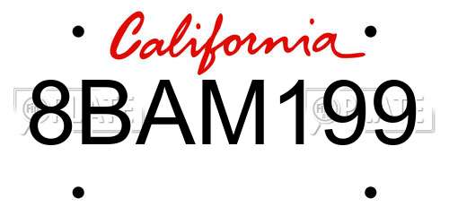 8BAM199 California License Plate