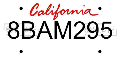 8BAM295 California License Plate