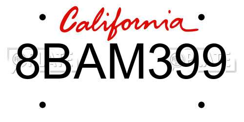 8BAM399 California License Plate