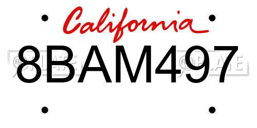 8BAM497 California License Plate