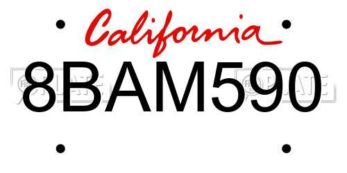 8BAM590 California License Plate
