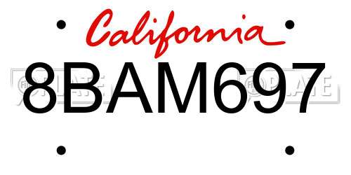 8BAM697 California License Plate