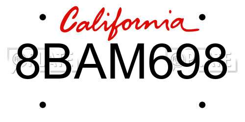 8BAM698 California License Plate