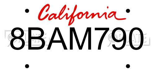 8BAM790 California License Plate