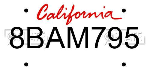 8BAM795 California License Plate