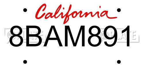 8BAM891 California License Plate
