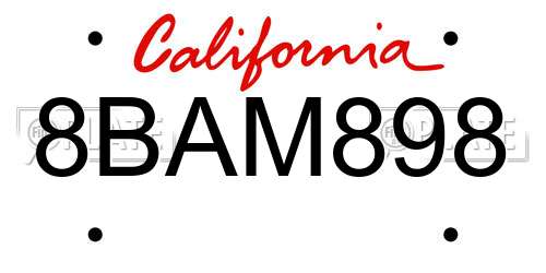 8BAM898 California License Plate